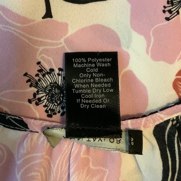 Ann Taylor Floral Ruched Tank Top Cream Pink XL - Picture 5 of 5